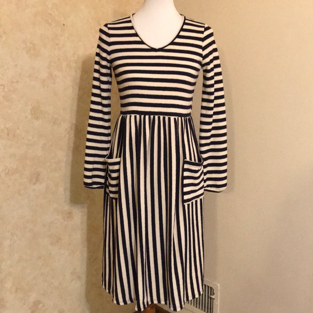[Orange Creek] Navy Striped Terry Dress - Picture 2 of 5